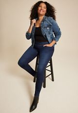 Plus Size m jeans by maurices&trade; Cool Comfort Crossover High Rise Pull On Super Skinny Jean, C258, small