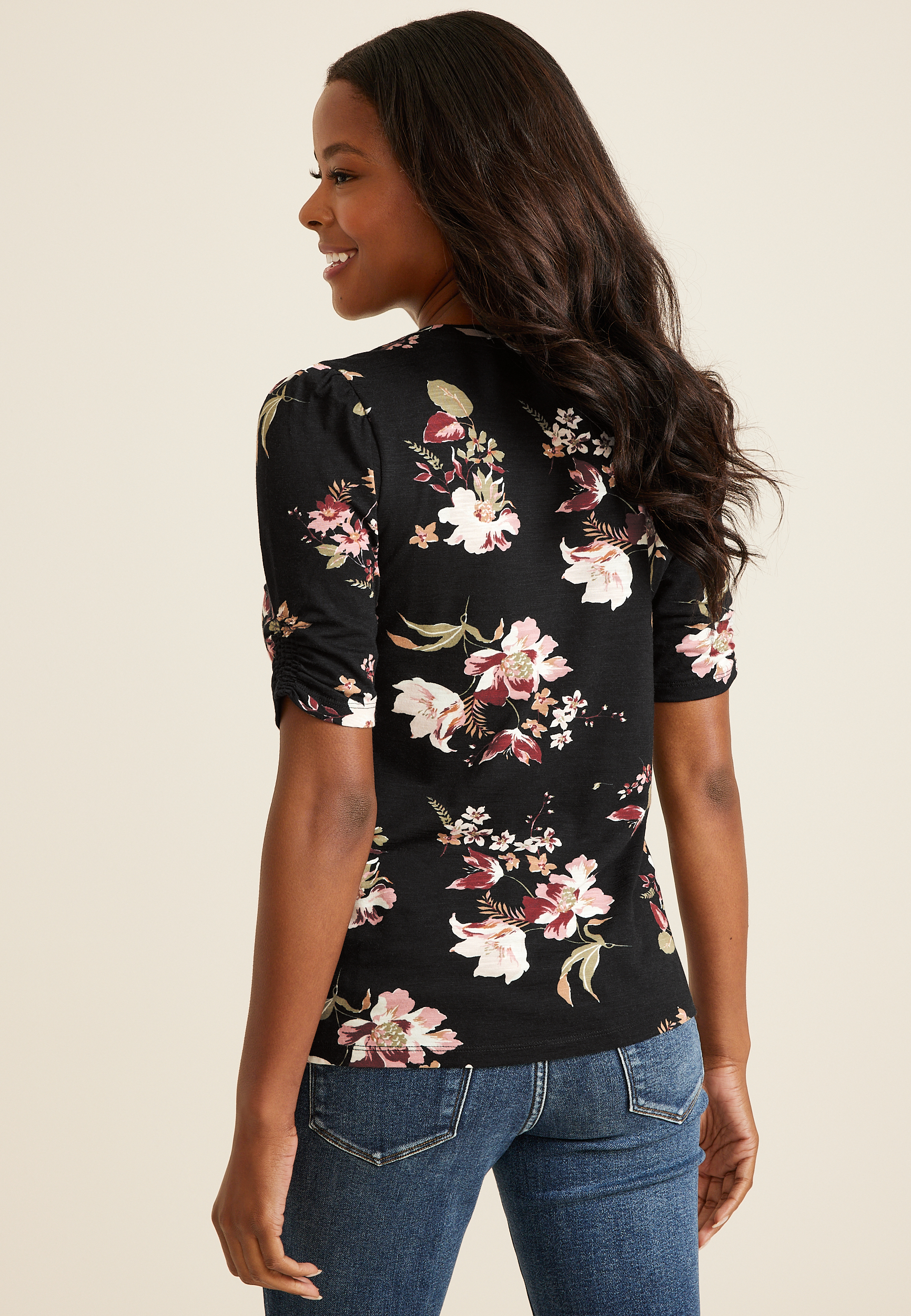 Parktown Floral Puff Sleeve Top, C1756, large