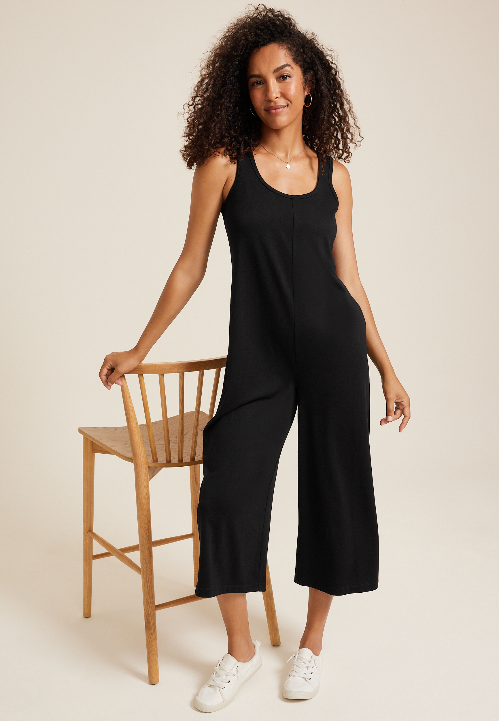Wingbow&trade; Wide Leg Jumpsuit, BLACK, large
