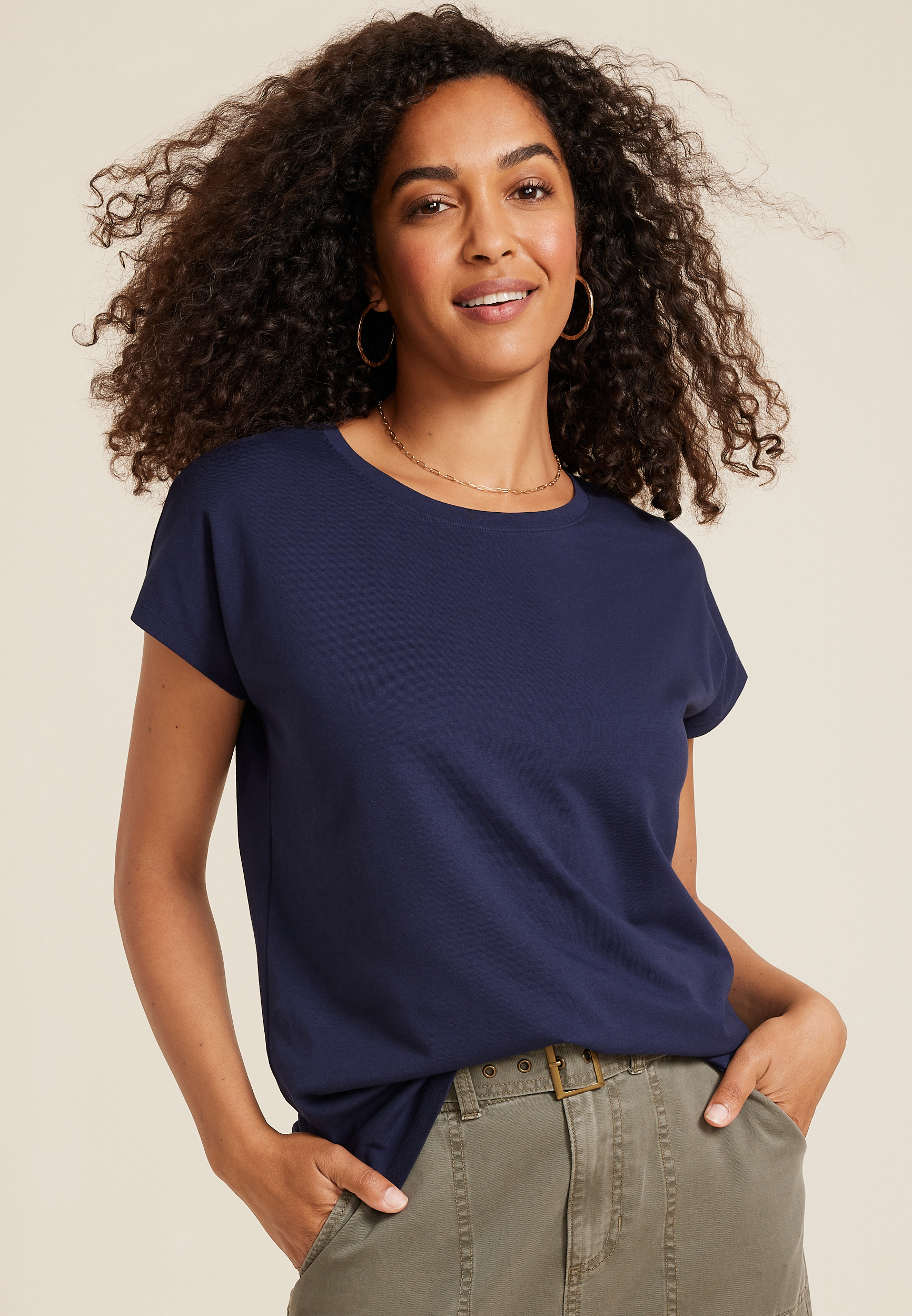 24/7 Cotton Dolman Crew Neck Tee