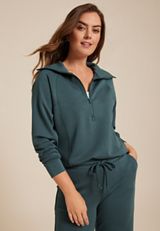 Scuba Knit Half Zip Sweatshirt, DEEP SEA TEAL, small