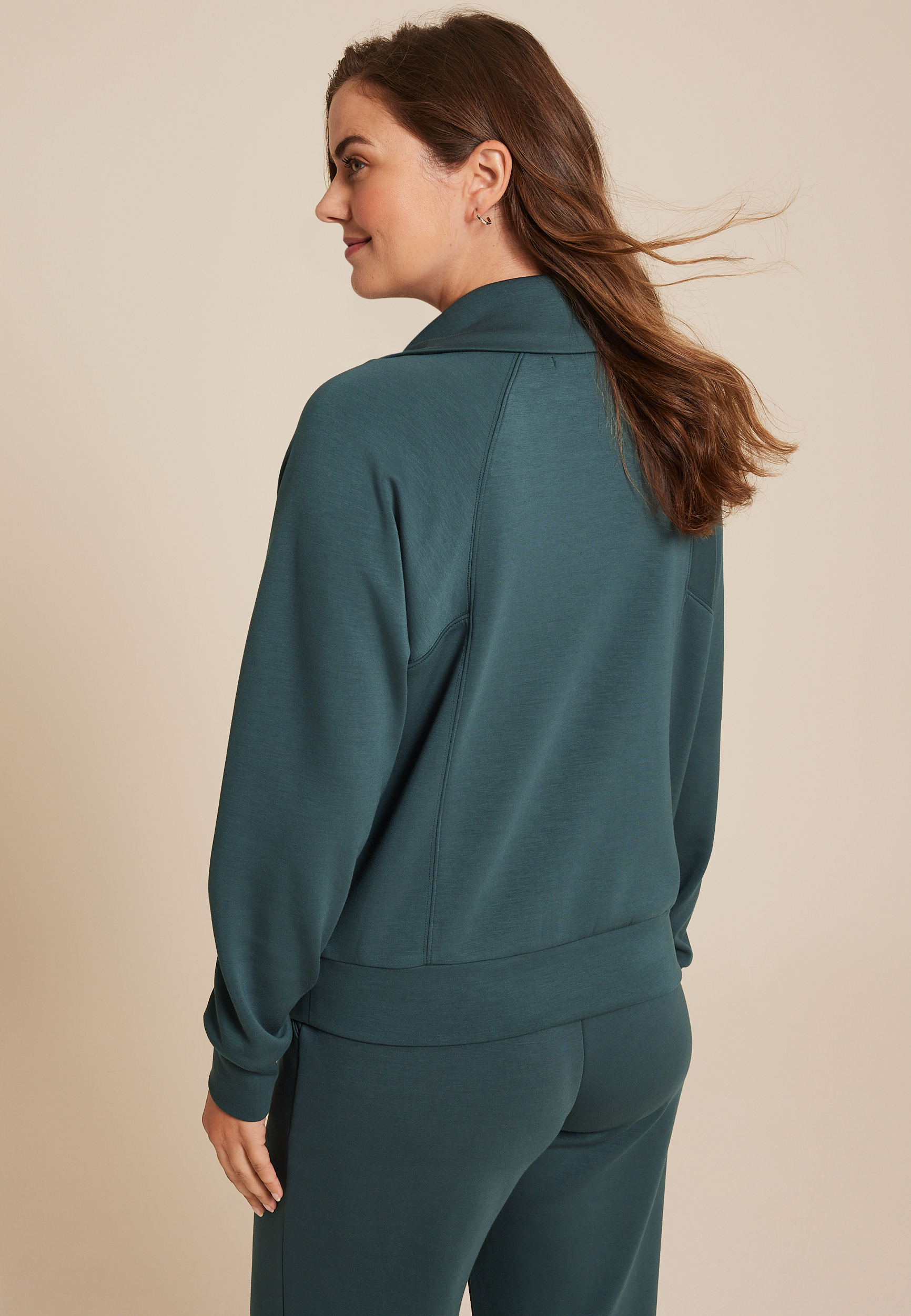 Scuba Knit Half Zip Sweatshirt, DEEP SEA TEAL, large