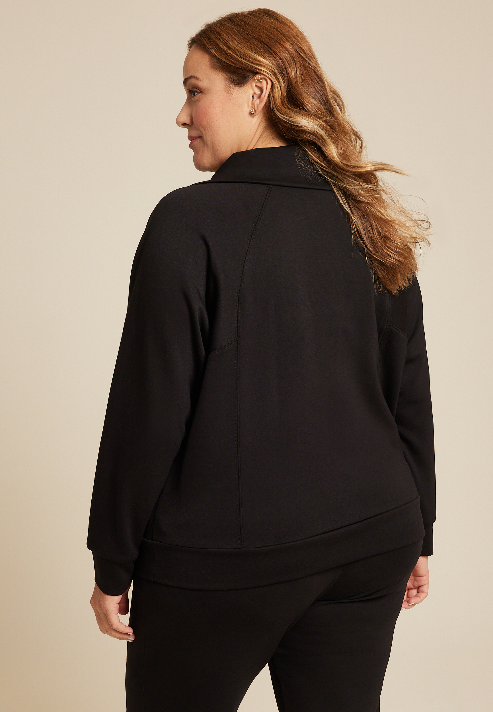 Plus Scuba Knit Half Zip Sweatshirt