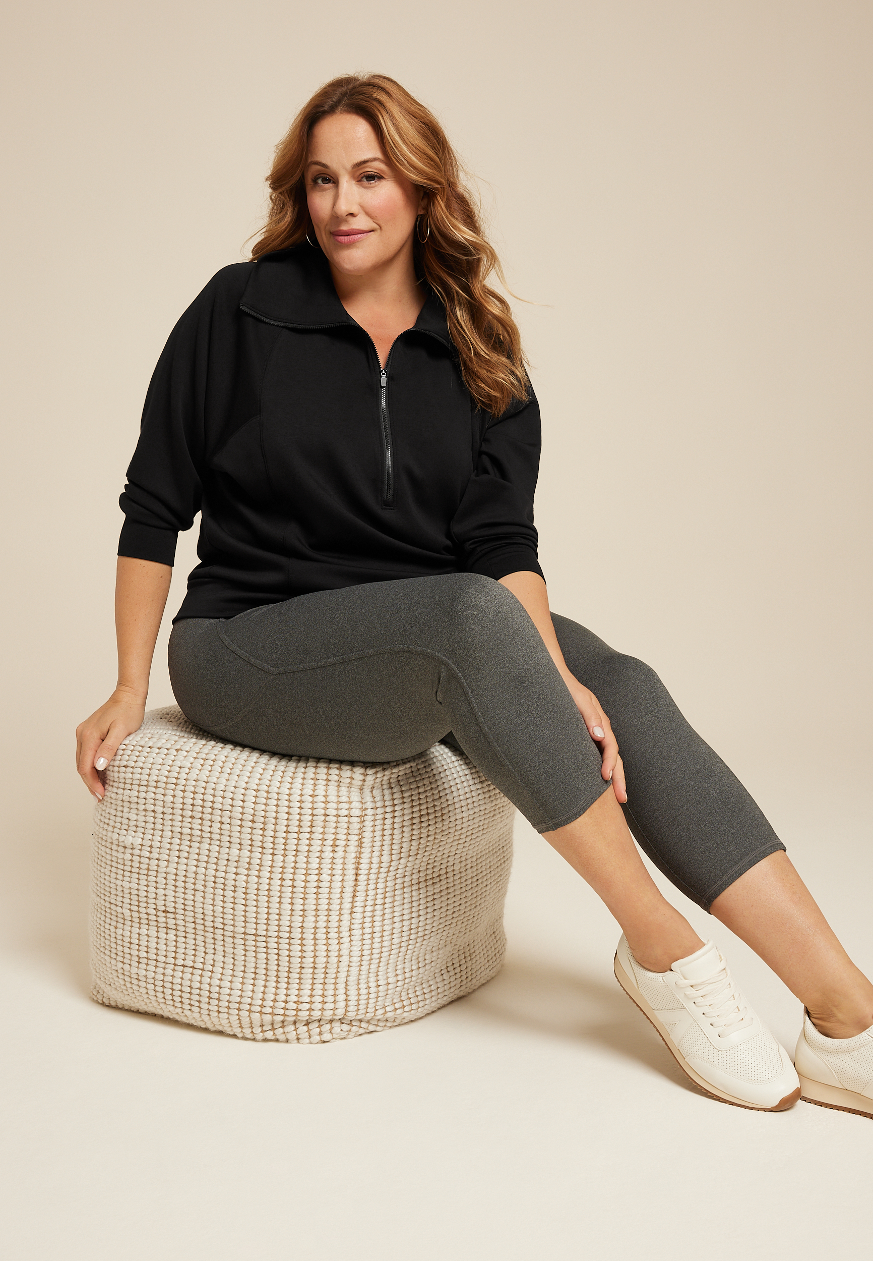 Plus Scuba Knit Half Zip Sweatshirt