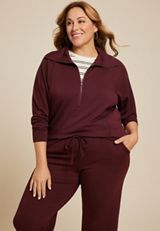 Plus Size Scuba Knit Half Zip Sweatshirt, C9735, small
