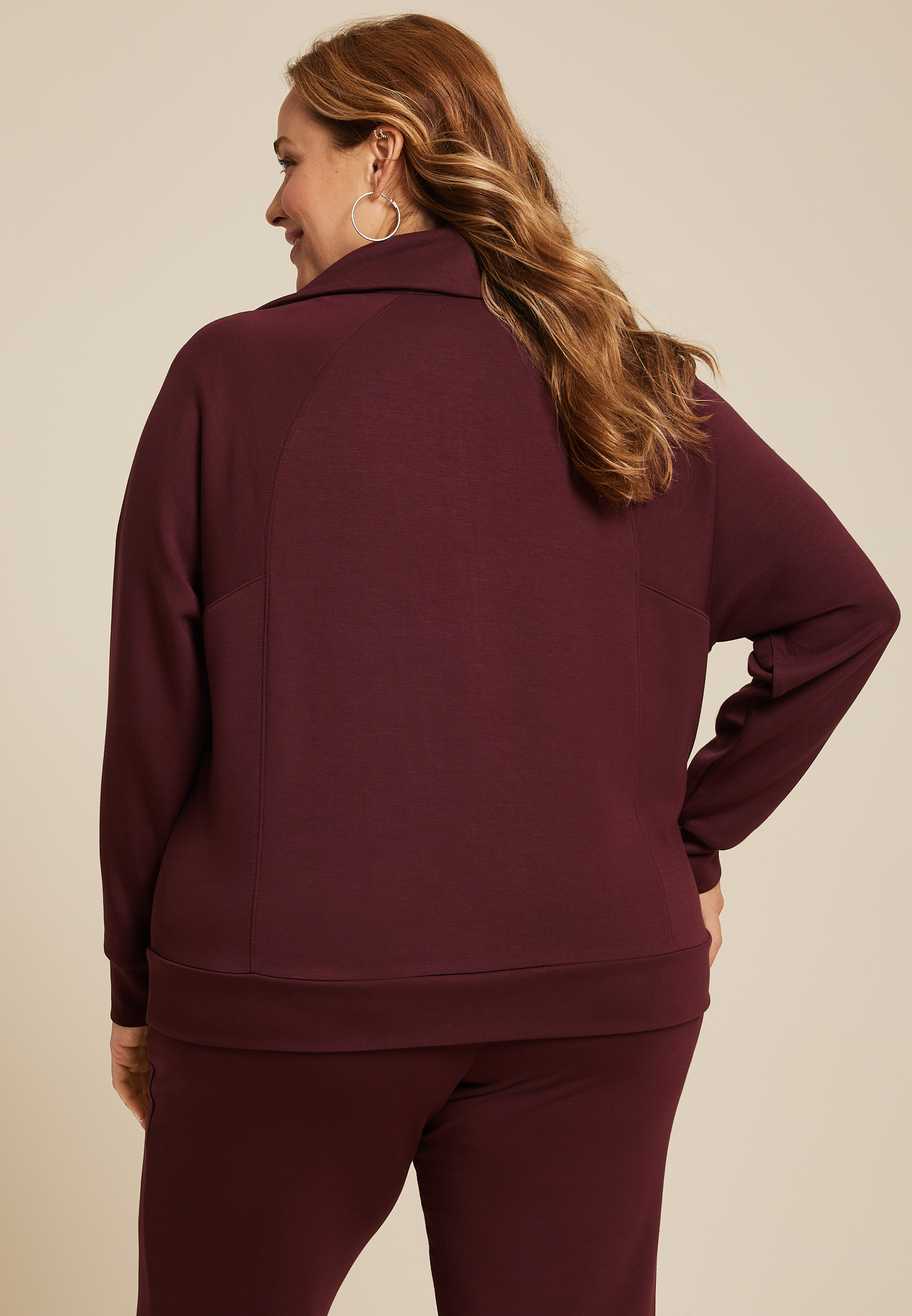Plus Size Scuba Knit Half Zip Sweatshirt, C9735, large
