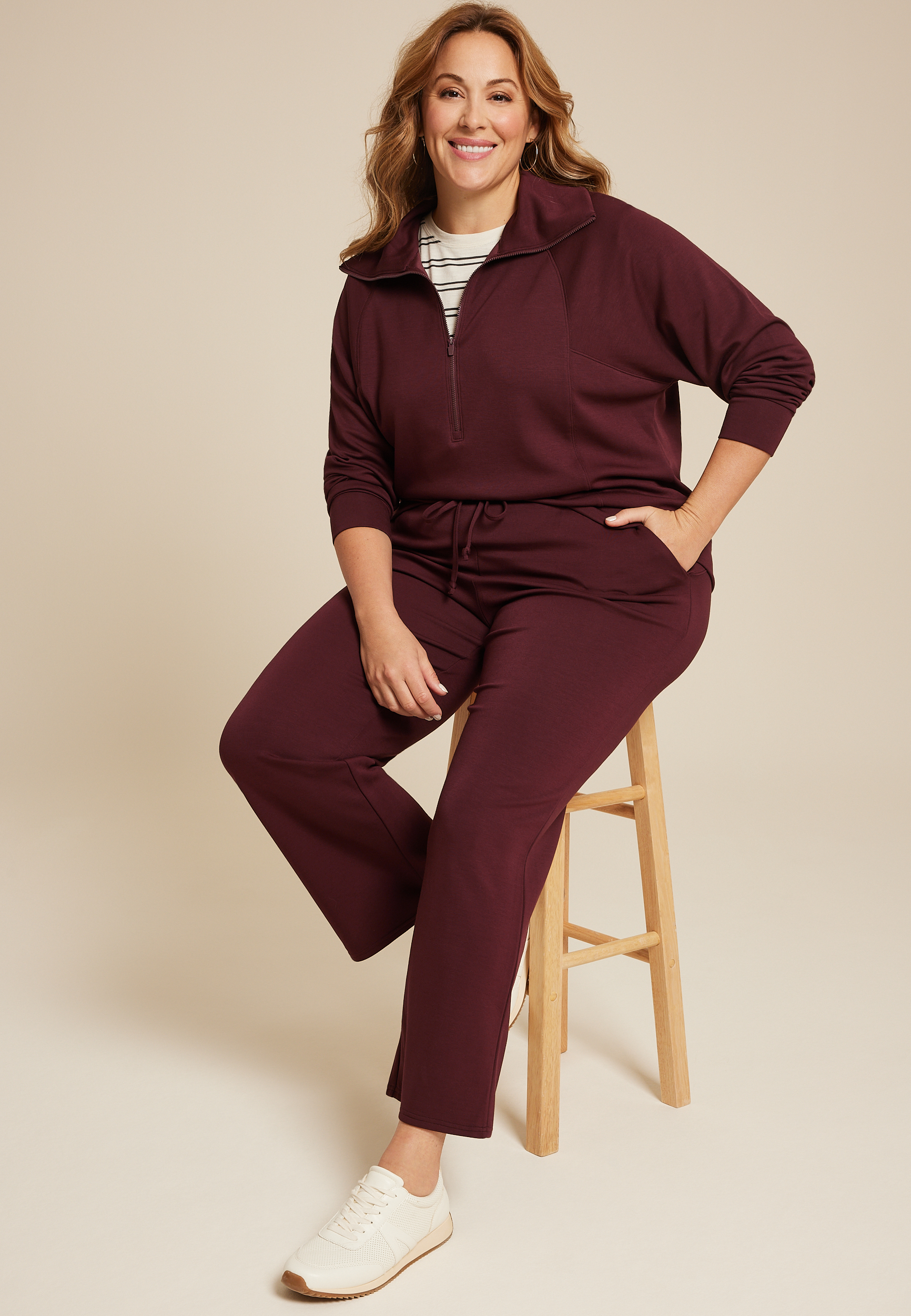 Plus Size Scuba Knit Half Zip Sweatshirt, C9735, large