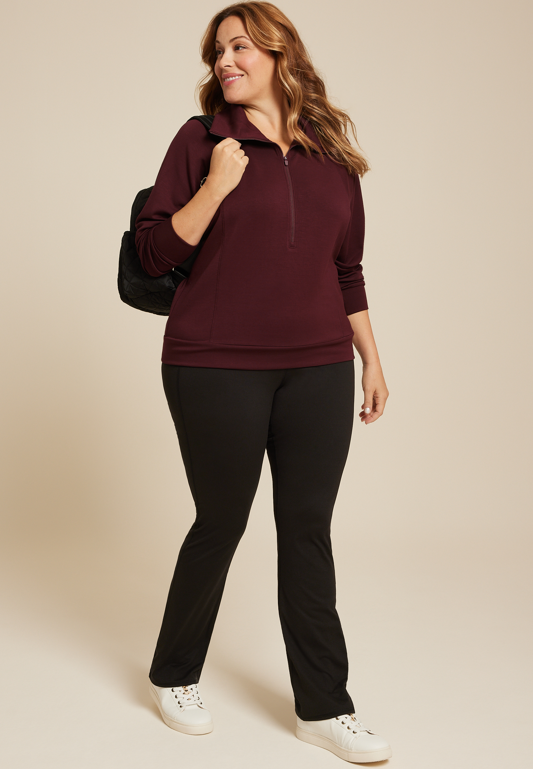 Plus Size Scuba Knit Half Zip Sweatshirt, C9735, large