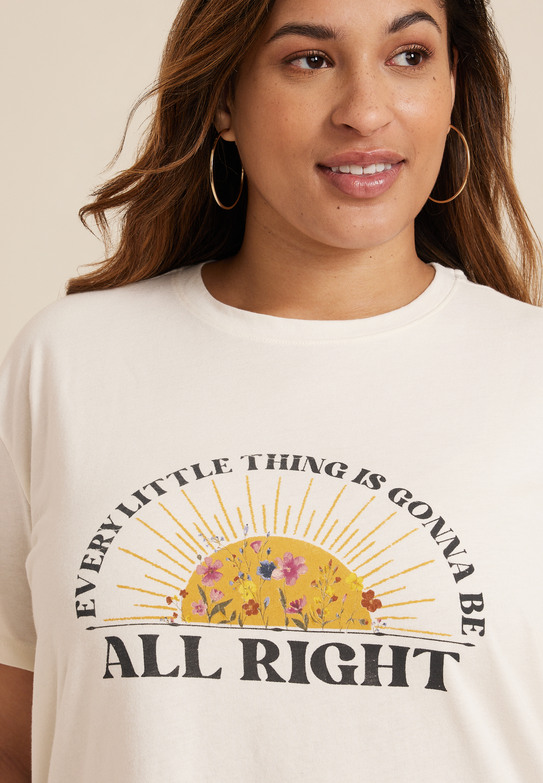 Plus Size Every Little Thing Is Gonna Be All Right Relaxed Fit Graphic Tee, C2789, large