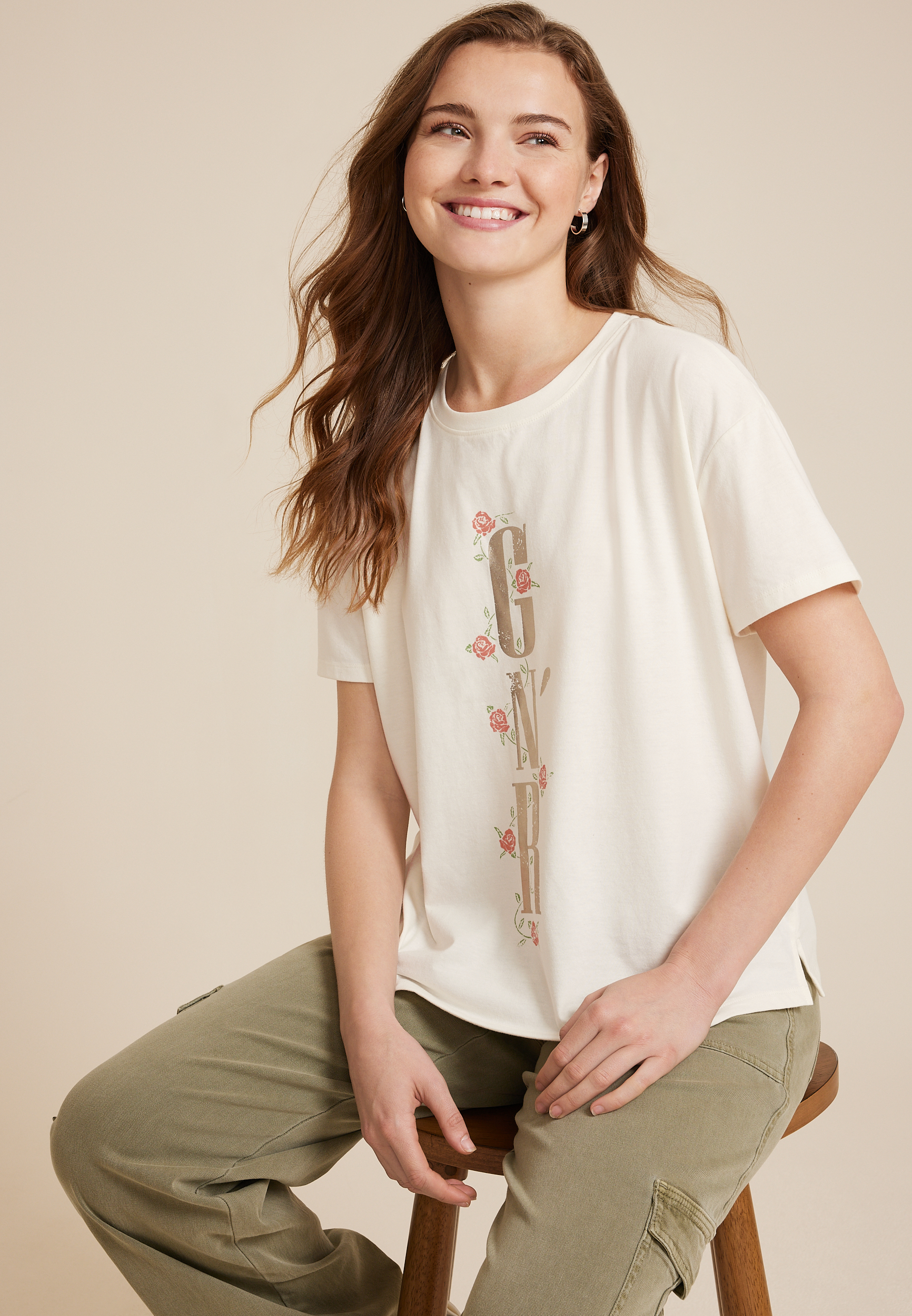 Guns And Roses Relaxed Fit Graphic Tee, C2789, large
