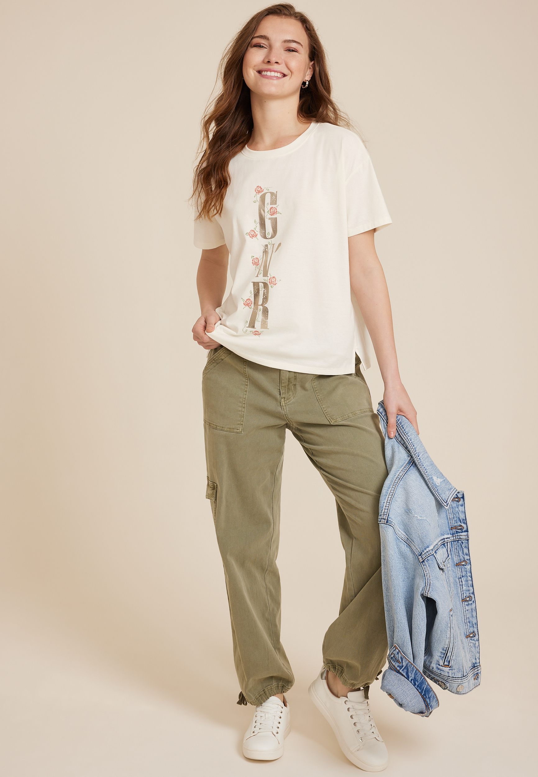 Guns And Roses Relaxed Fit Graphic Tee, C2789, large