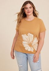 Plus Size Hibiscus Classic Fit Graphic Tee, C605, small
