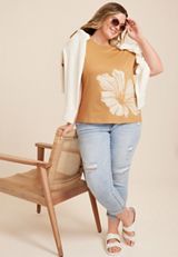 Plus Size Hibiscus Classic Fit Graphic Tee, C605, small