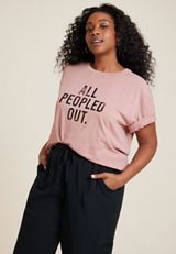 Plus Size All Peopled Out Graphic Tee, C6043, small