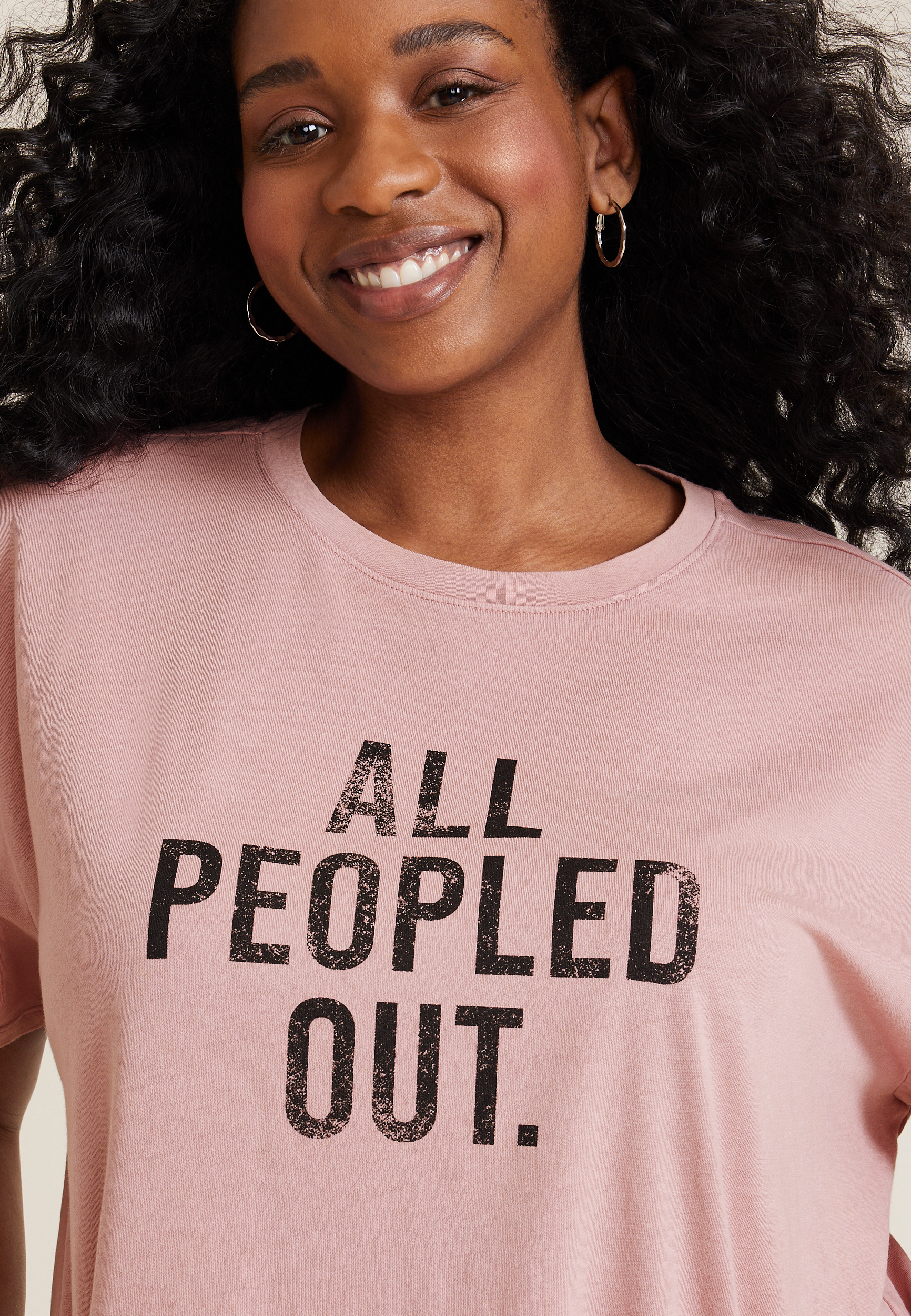 Plus Size All Peopled Out Graphic Tee, C6043, large