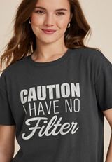 Caution I Have No Filter Relaxed Fit Graphic Tee, C1876, small