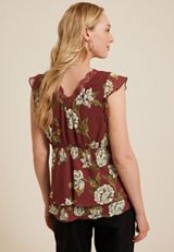 Floral Lace Trim Flutter Tank Top, C5032, small