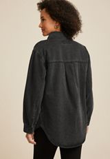 Black Sparkle Denim Shacket, C106, small