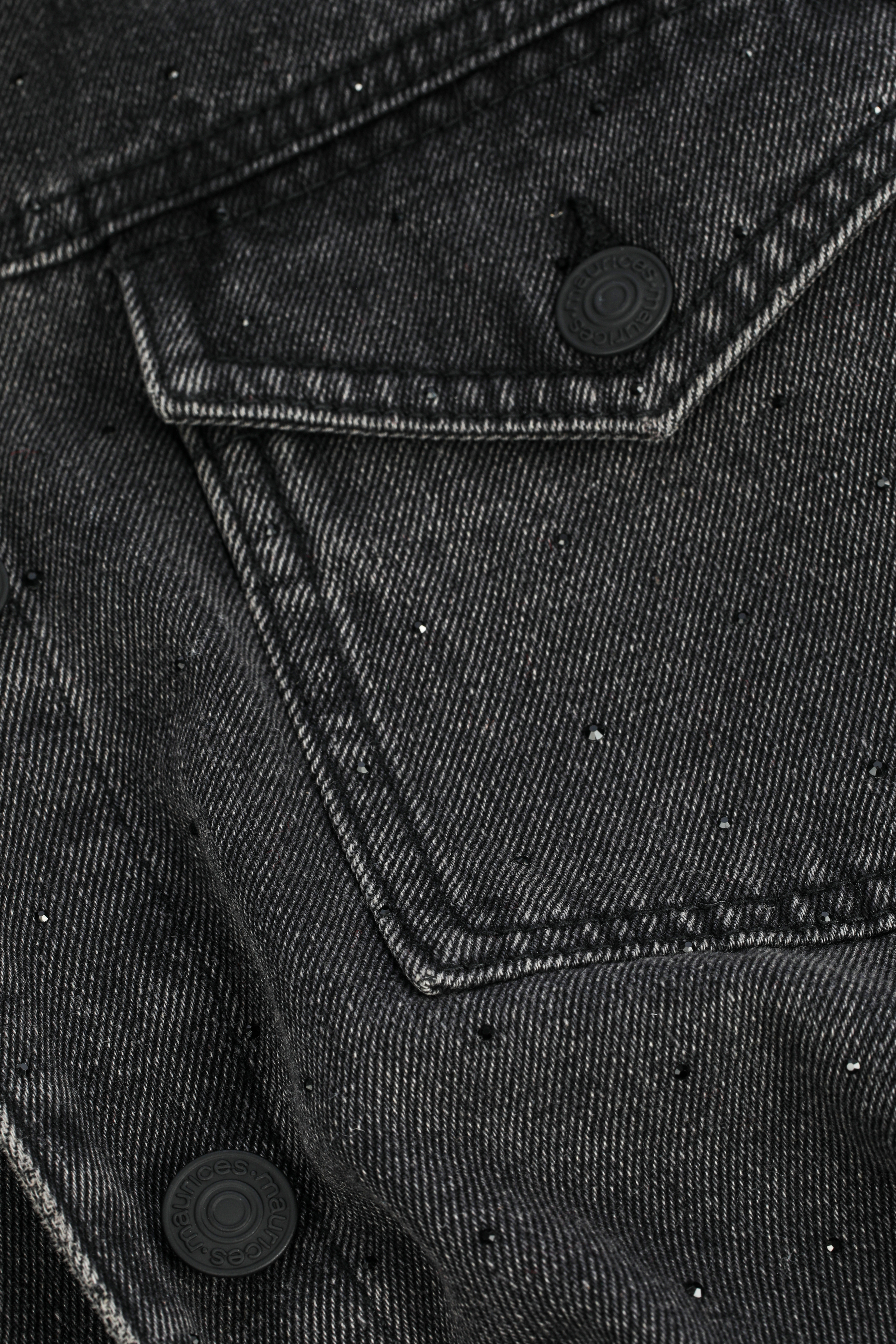 Black Sparkle Denim Shacket, C106, large