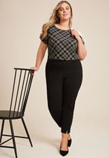 Plus Size Delton Plaid Zipper Back Blouse, C1756, small