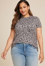 Plus Size 24/7 Kennedy Animal Crew Neck Tee, DARK IRON GRAY COMBO, small
