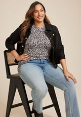 Plus Size 24/7 Kennedy Animal Crew Neck Tee, DARK IRON GRAY COMBO, small
