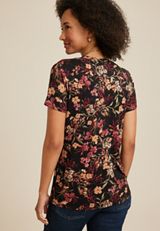 24/7 Kennedy Floral Crew Neck Tee, BLACK COMBO, small