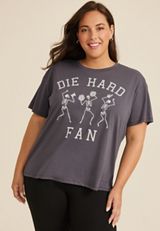 Plus Size Die Hard Fan Oversized Fit Graphic Tee, PHANTOM BLACK, small
