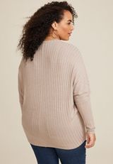 Plus Size 24/7 Dakota V Neck Dolman Top, HEATHERED COCOA, small