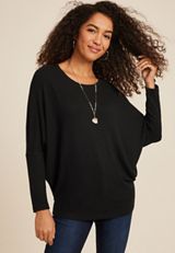 24/7 Dakota Long Sleeve Dolman Top, BLACK, small