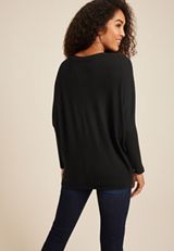 24/7 Dakota Long Sleeve Dolman Top, BLACK, small