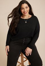 Plus Size 24/7 Dakota Long Sleeve Dolman Top, C106, small