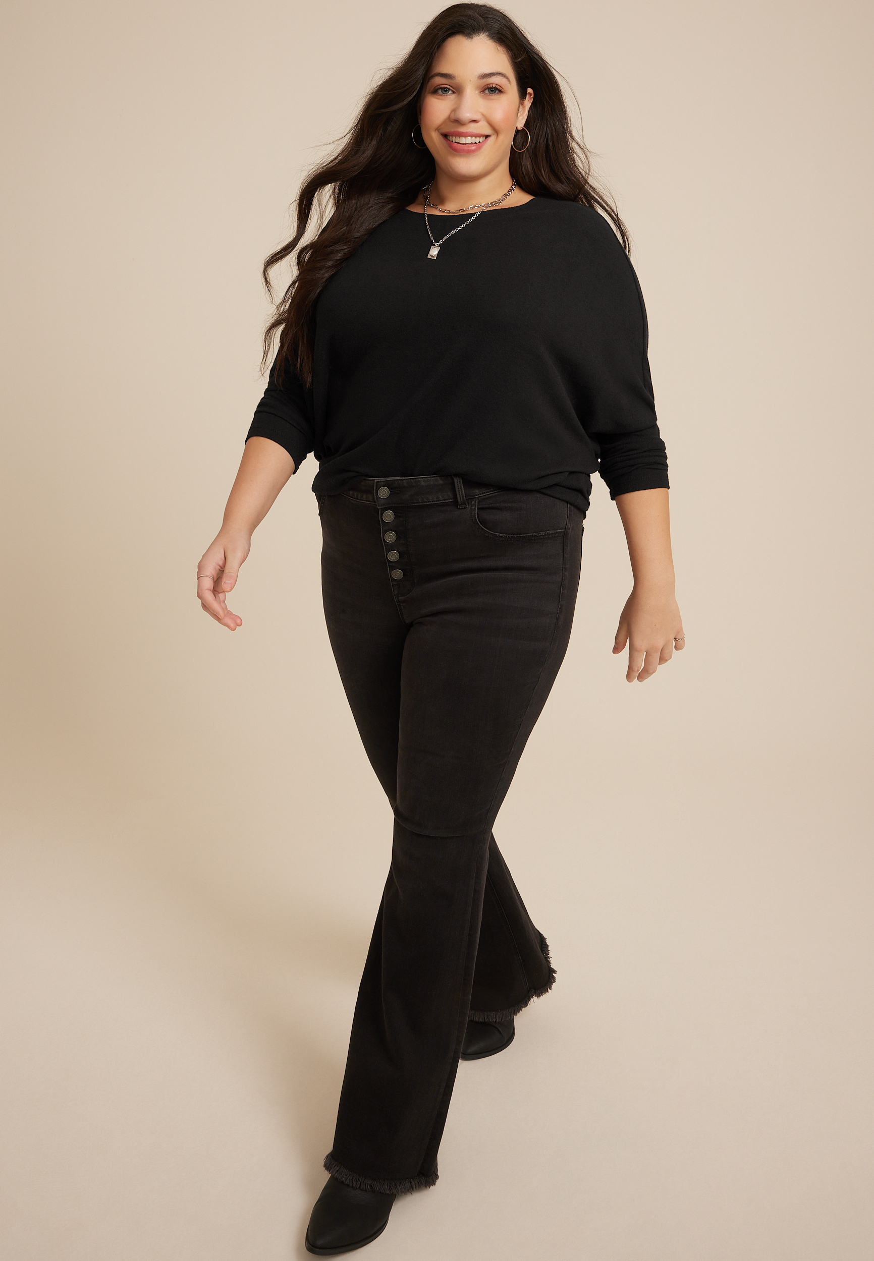 Plus Size 24/7 Dakota Long Sleeve Dolman Top, C106, large