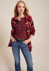 Heartland Henley Tee, BROWN RUBY, small