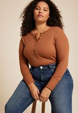 Plus Size Heartland Henley Tee, C7208, small