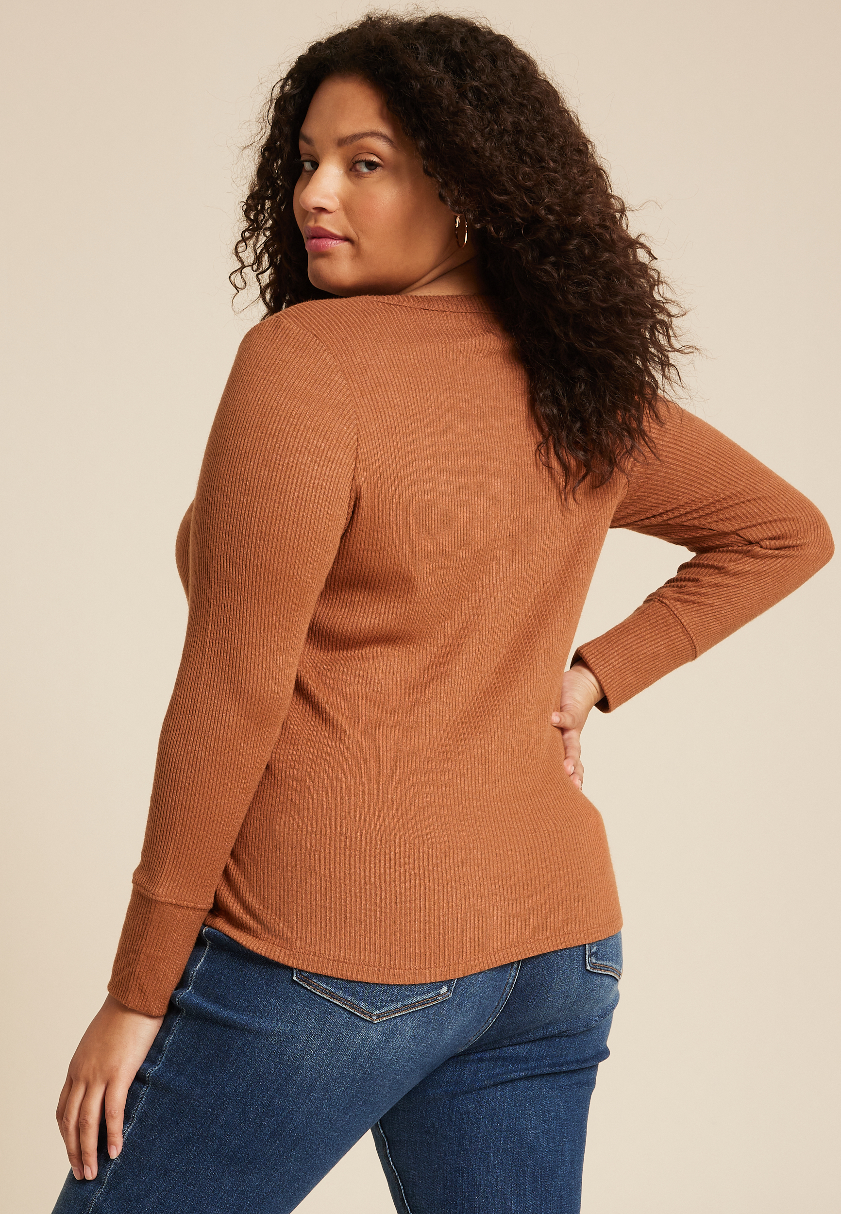 Plus Size Heartland Henley Tee, C7208, large