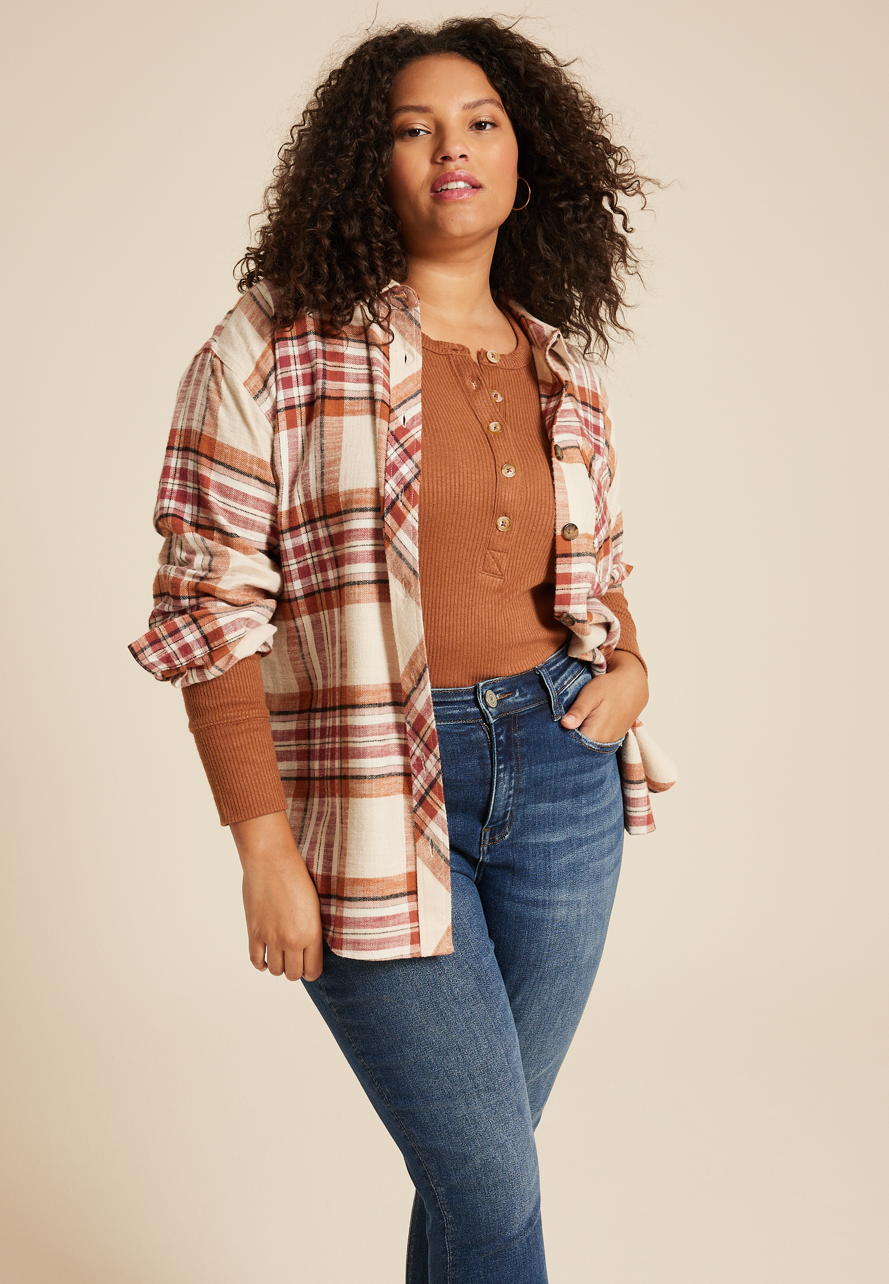 Plus Size Heartland Henley Tee, C7208, large