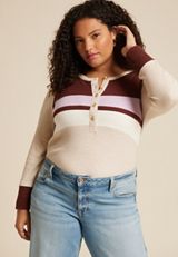 Plus Size Heartland Henley Colorblock Tee, C1084, small