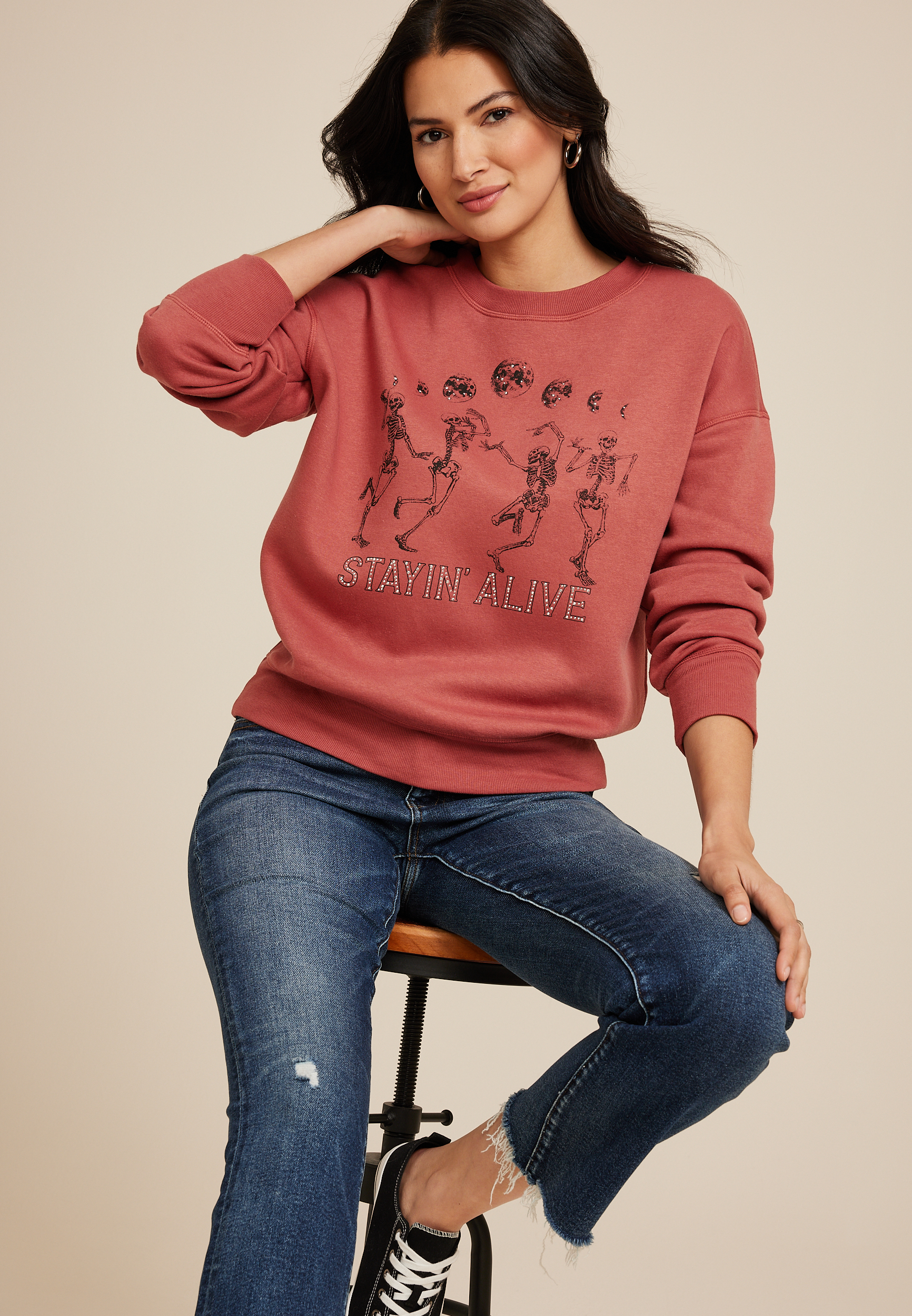 Stayin Alive Relaxed Fit Sweatshirt, C1700, large