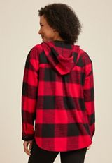 Cabin Collegiate Plaid Hooded Button Down Shirt, C7299, small
