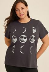 Plus Size Nightmare Before Christmas Moon Phases Classic Fit Graphic Tee, C1876, small