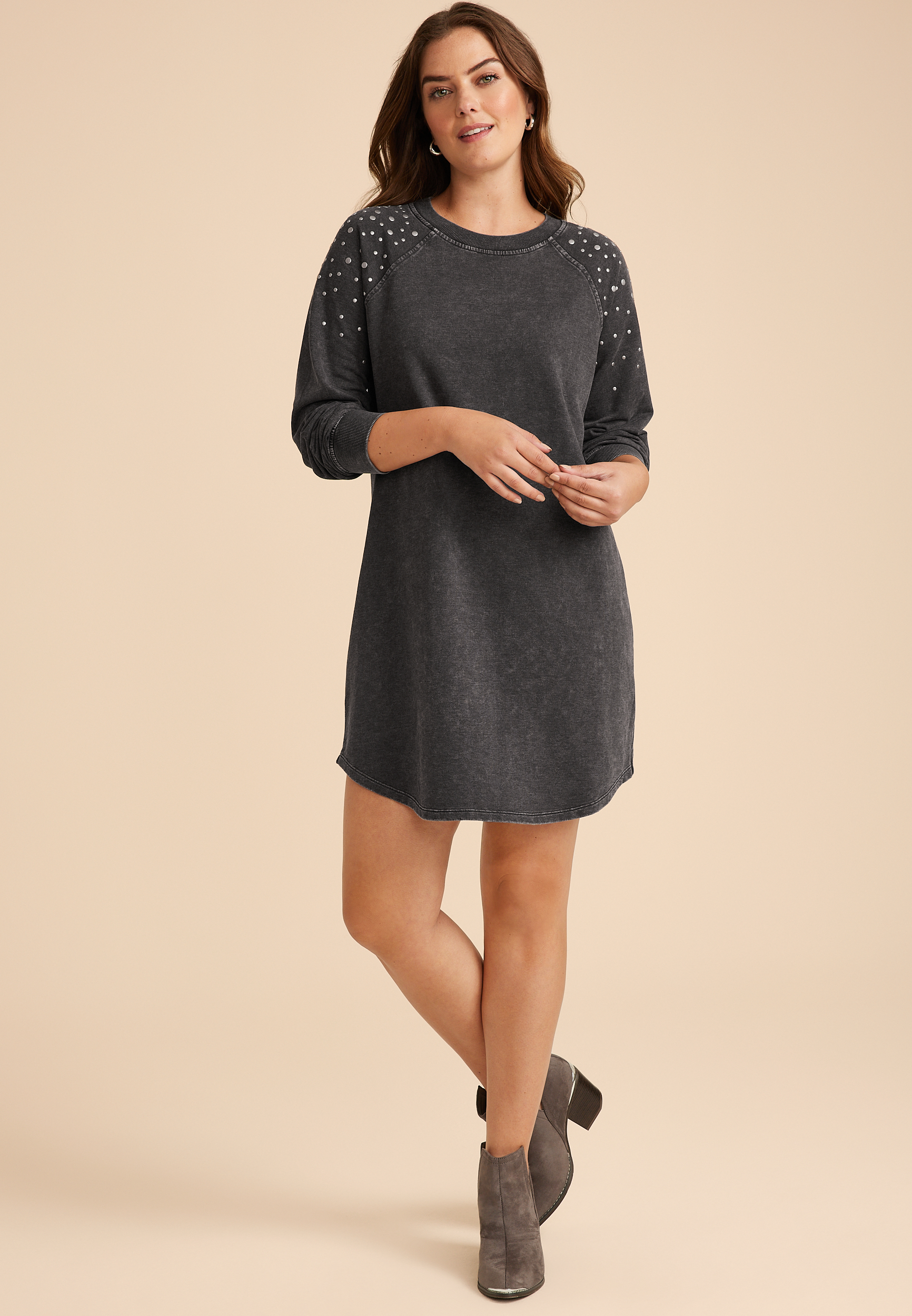 Studded Sweatshirt Dress