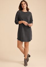 Studded Sweatshirt Dress, C125, small
