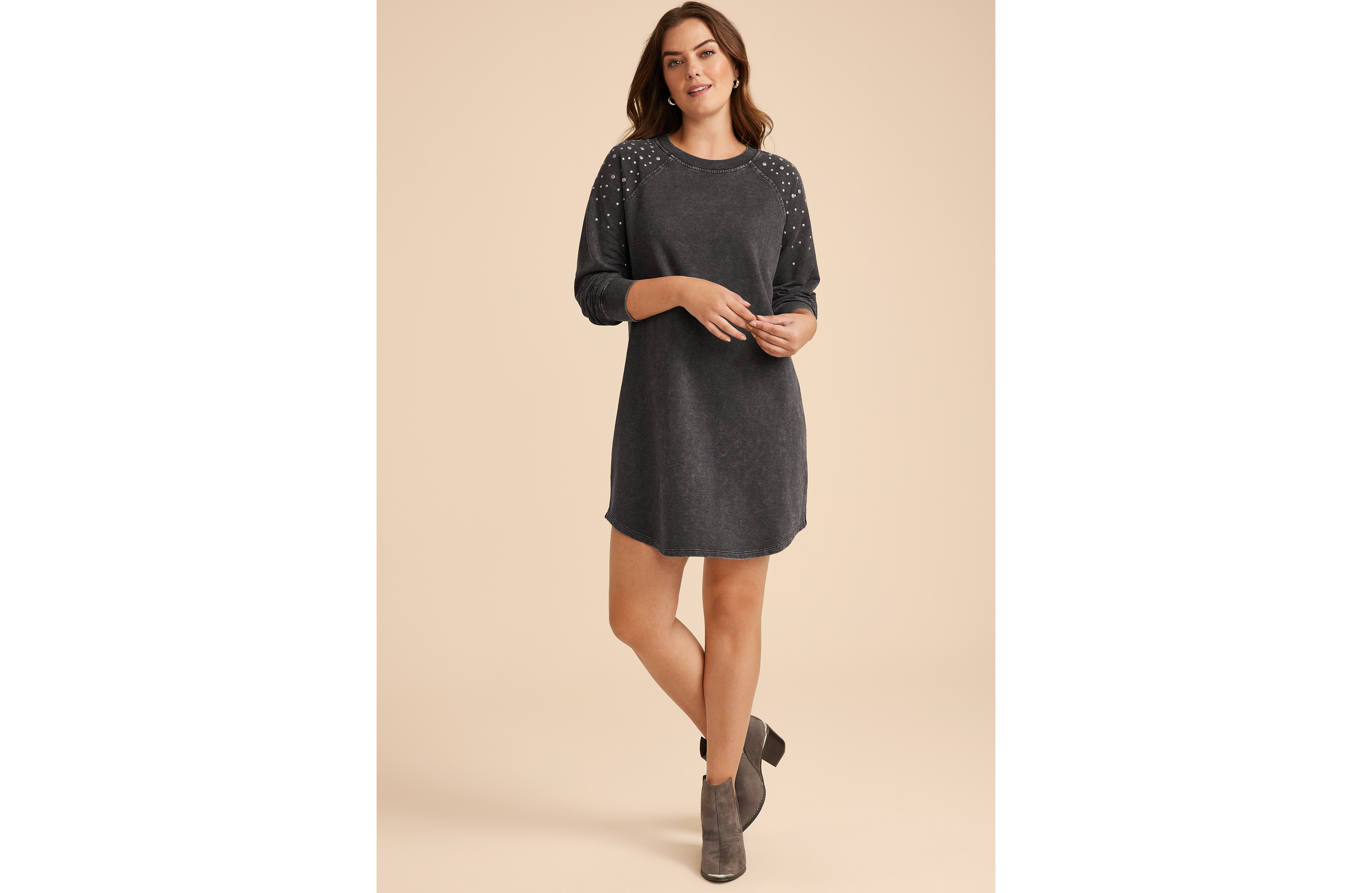 Studded Sweatshirt Dress