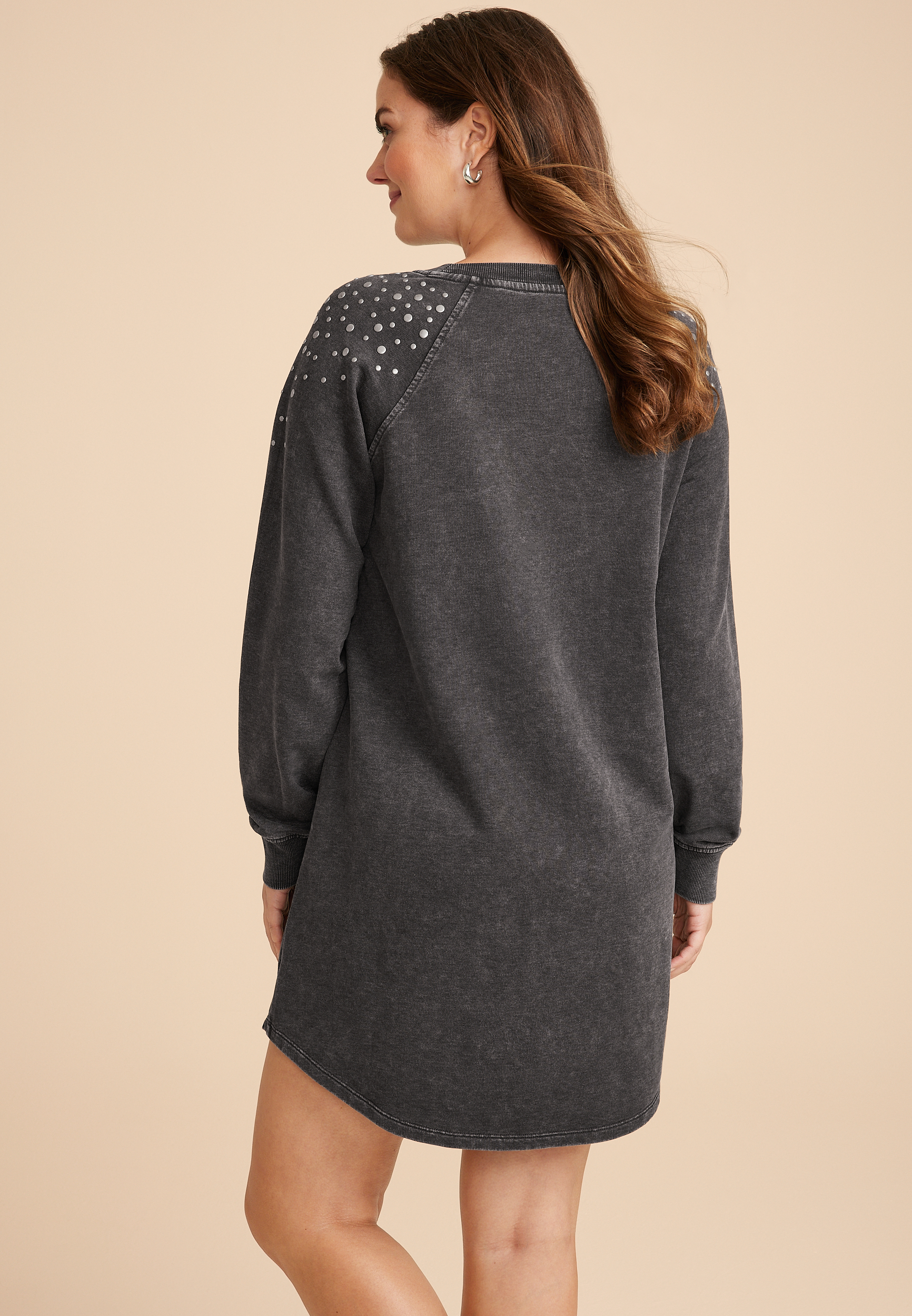 Studded Sweatshirt Dress, C125, large