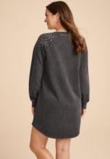 Studded Sweatshirt Dress, C125, small