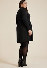 Plus Size Mixed Fabric Mock Neck Mini Dress, C106, small