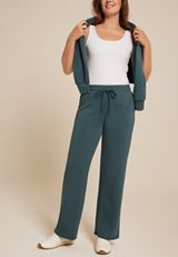 Scuba Knit Wide Leg Sweatpant, DEEP SEA TEAL, small