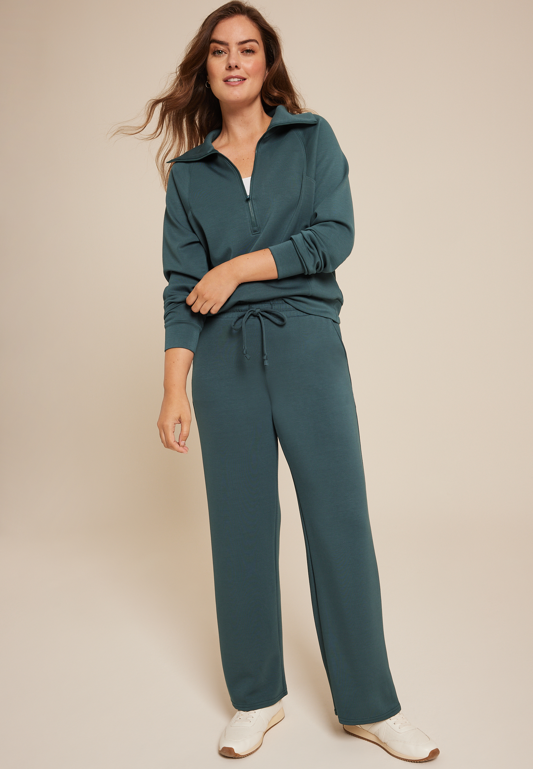 Scuba Knit Wide Leg Sweatpant, DEEP SEA TEAL, large