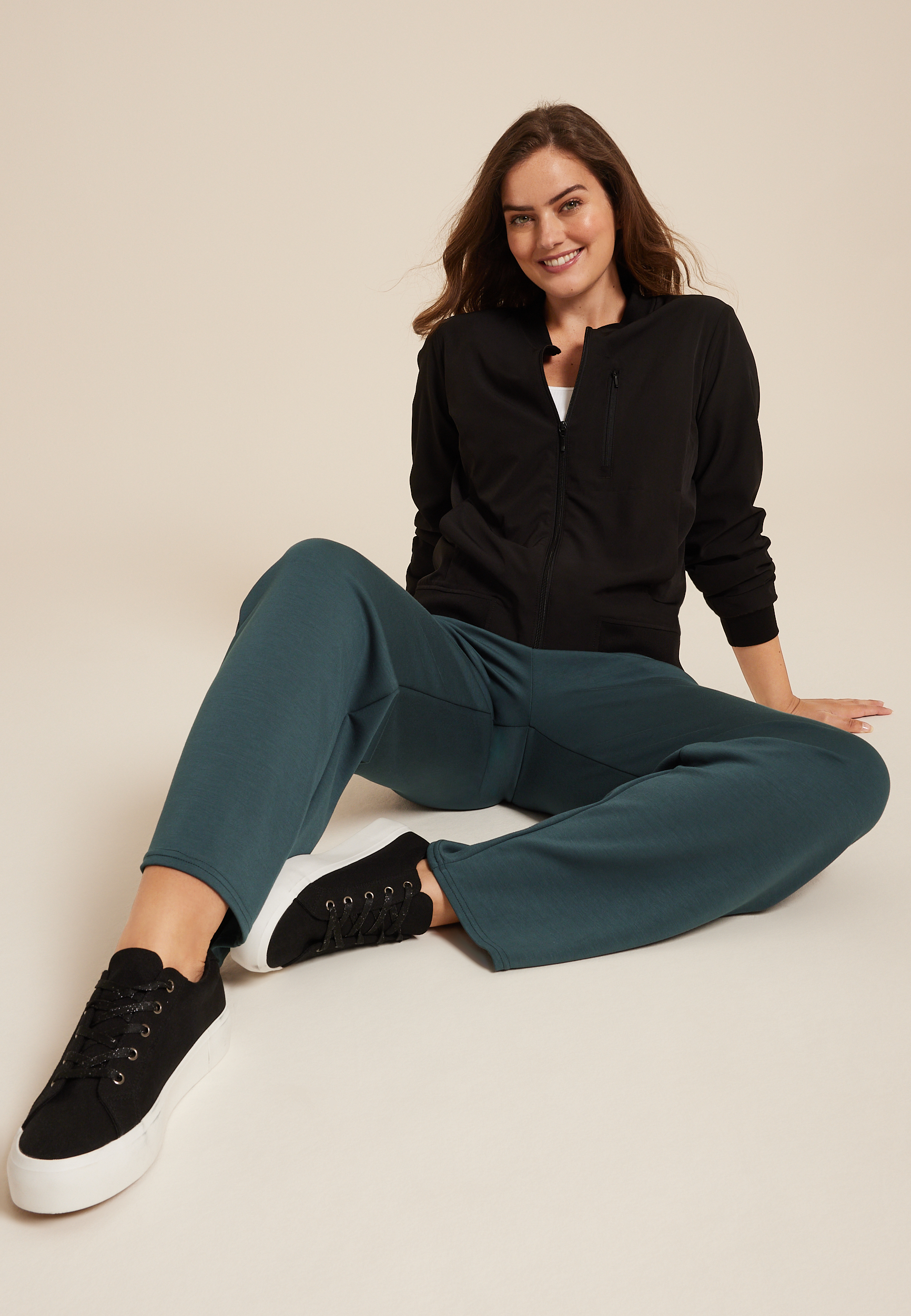 Scuba Knit Wide Leg Sweatpant, DEEP SEA TEAL, large